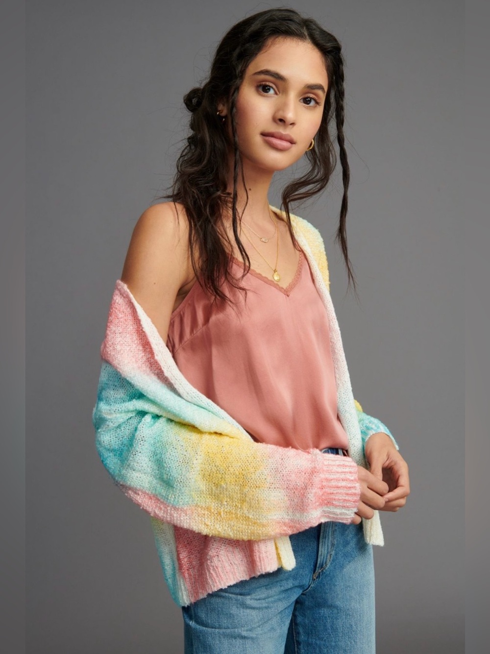 Anthropologie Pinch Rainbow Tie-Dye Cardigan in Cotton Candy - Picture 3 of 8